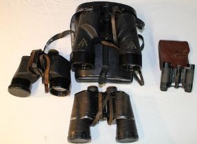 Carl Zeiss 10x50 binoculars in black carry case, Swift Compact MK III 8X20 binoculars in leather