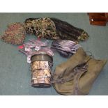 Large collection of NRA pigeon decoys, with ghillie and camouflage net, and Shell pigeon decoys with