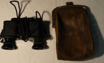Carl Zeiss Jena Teleater 3x13,5 binoculars serial no.1136887 in brass clasped leather coin purse