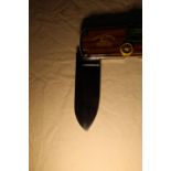 Pair of Franklin Mint John Deere single bladed pocket knives in own cases and a Antler handled