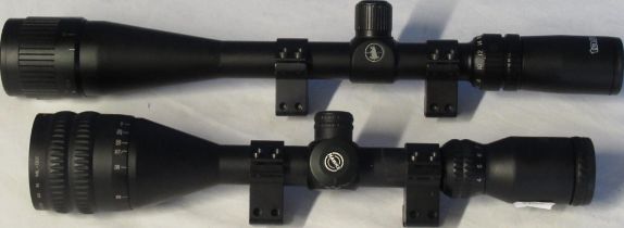 Tasco rifle scope with mounts and a Hawke 3-12x50 rifle scope with mounts (2)