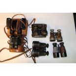 Omega 8x30 binoculars in leather carry case, Aitchison of London Mono 8x binoculars in leather carry