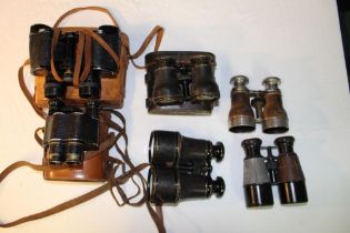 Omega 8x30 binoculars in leather carry case, Aitchison of London Mono 8x binoculars in leather carry