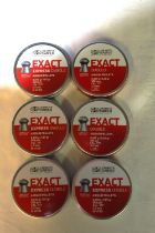 Six tins of sealed EXACT Express Diabolo .177 airgun pellets