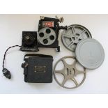 Pathescope Ace 9.5mm projector with motor, Campro cinecamera projector and two spare spools
