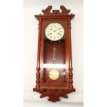 London Clock Co. - late C20th mahogany finish Vienna style wall clock, full length glazed door