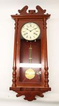 London Clock Co. - late C20th mahogany finish Vienna style wall clock, full length glazed door
