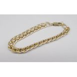 9ct yellow gold double link chain bracelet, stamped 375, L20.5cm, 22.1g
