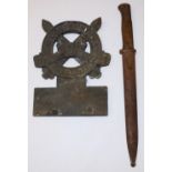 WWI interest: Old Contemptibles Association cast iron military memorial plaque or grave marker for