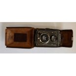 c1930s Rolleicord wallpapered TLR camera in leather case