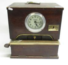 Time Recorders (Leeds Ltd), 75 Park Lane - C20th mahogany and brass clocking in clock, W33cm
