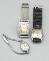 Belvil - 1940's plated hand wound wristwatch, signed silvered Arabic dial with subsidiary seconds,