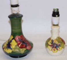 Two Moorcroft Hibiscus table lamps, H21cm and H26cm (2)