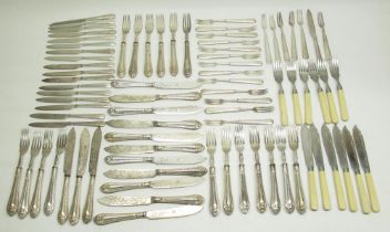 Collection of cutlery inc. Asian white metal handled knives and forks (qty)