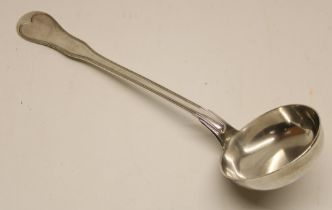 Mid C20th Belgian .800 standard silver ladle, L34cm, 7.5 ozt