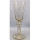 Early to mid C20th continental glass vase in the form of an C18th cordial glass, controlled bubble
