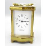 Exam'd by Glading & Co., Brighton, early C20th carriage clock time piece, signed white enamel
