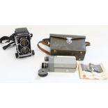 Mamiya C220 medium format roll film camera (professional) with attached Mamiya-Sekor 1:3.5 f=65mm