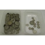 Selection of post-1920 GB silver content coinage together with a small selection of pre-1920