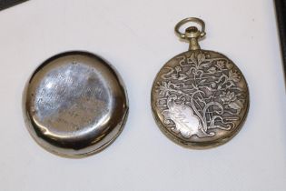 Exact Art Nouveau period keyless wound and set pocket watch, with Swiss cylinder movement and