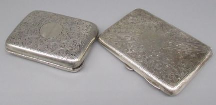 Hallmarked Sterling silver card holder with engraved foliage detail, and a hallmarked Sterling