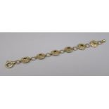 9ct yellow fancy link chain bracelet set with labradorite, stamped 375, 22.18g, L19.5cm