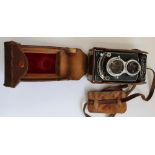 Minolta autocord medium format camera with Rokkor 75mm f3.5 lens in original case