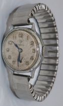 Tudor - lady's chrome plated hand wound wristwatch, signed silvered Arabic dial with subsidiary