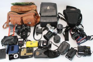 Selection of cameras and equipment incl. Canon EOS 500 with 35/80 mm zoom lens, EOS 10 with 35/