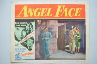 Original Angel Face lobby card movie poster, starring Robert Mitchum and Jean Simmons. Good