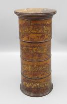 George III spice tower with four spice sections i.e allspice, nutmeg, mace, cloves (a/f) H21cm