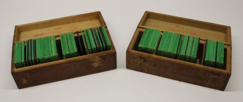 Selection of early C20th diaspositive monochrome glass magic lantern slides, the majority