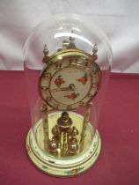 Kundo, Kieninger & Obergfell Mid C20th brass and painted 400 day suspension clock under glass