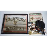Collection of Guinness related ephemera to include an Extra Stout mirror (58.3x48cm), a harmonica,