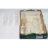 Set of six Waterford Crystal wine glasses with a selection of other misc. glassware (qty)