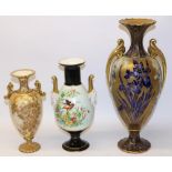 Two Wiltshaw & Robinson Carlton Ware vases, comprising a twin handled vase decorated with gilt