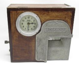 Blick Time recorders, 96/100 Aldersgate London - Stafsine mahogany clocking in clock W35cm