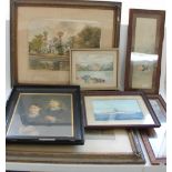 C19th to C20th British watercolours and oils incl. pair of British school watercolours c1870 of