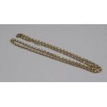 Yellow metal belcher chain necklace, clasp stamped 375, 8.72g, L48cm, (A/F)