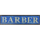 Large painted (sprayed) "Barber" shop sign, 148.1x30cm