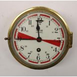 Smiths Astral 8 day brass bulkhead clock, the brass bezel enclosing signed painted Arabic dial, 24