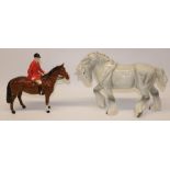 Beswick shire horse 'Large Action Shire' No. 2578, grey gloss, and a Beswick Huntsman No. 1501 (