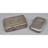 Geo.V hallmarked Sterling silver pill box of shaped rectangular form by Colen Hewer, Cheshire, 1913,