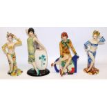 Four Peggy Davies figures - Clarice Teatime Guild Members Exclusive Colourway Worldwide Edition 64/