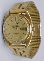 1969 Omega Constellation gold plated automatic wristwatch with day date, signed gold coloured