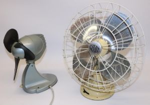 Two mid-C20th desk fans: Veritys Fans Ltd cream painted Limit electric fan with chrome plated