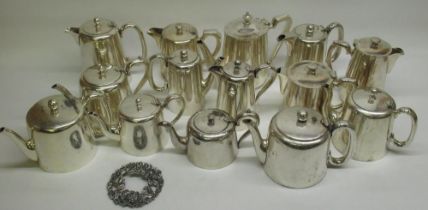 Collection of EPNS & Silver plate coffee/tea pots inc. Walker and Hall and a metal garland of