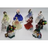 Royal Doulton porcelain figurines incl. April HN3693, Mary HN3375, Rebecca HN4047, Lindsay HN3645,