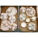 Dorchester bone china 21 piece teaset decorated with violets, two Sutherland china teasets and a