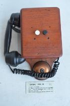 Vintage railway signal box telephone and a small steel plate signal box telephone sign, 12.9 x 5.2cm